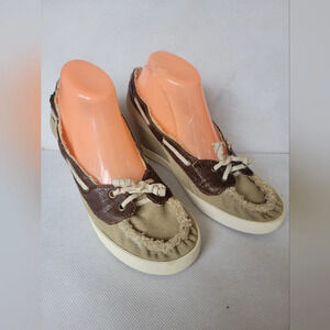 ROXY TAN CANVAS 3" WEDGE HEEL ESPADRILLES (sz‎ 9)